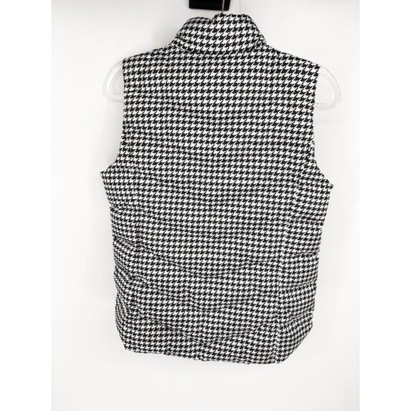 Lands End Quilted Houndstooth Puffer Vest Size Medium Black White Warm Outdoor - Picture 7 of 8